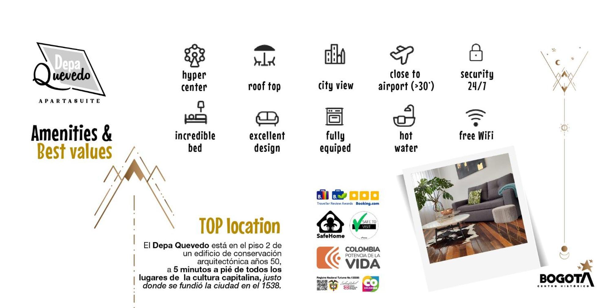 Depa Quevedo - Trendy Revamped Flat - Exceptional Spot In Bogota'S Historic Colonial Square - Candelaria 外观 照片